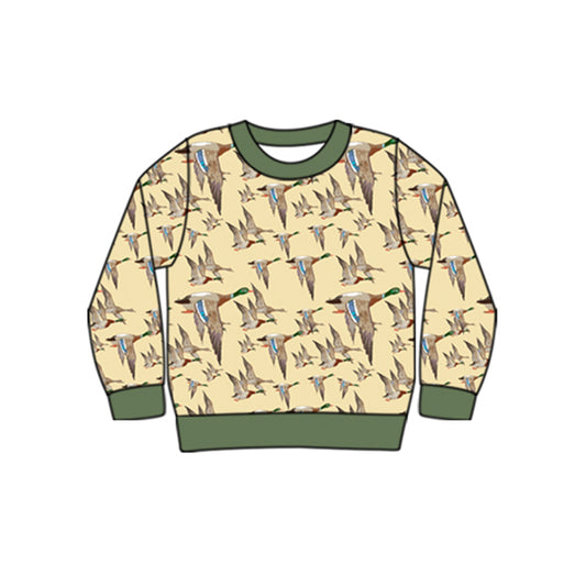 No moq BT0804 pre-order toddler boys clothes duck green long sleeve winter top shirt 2024.8.1