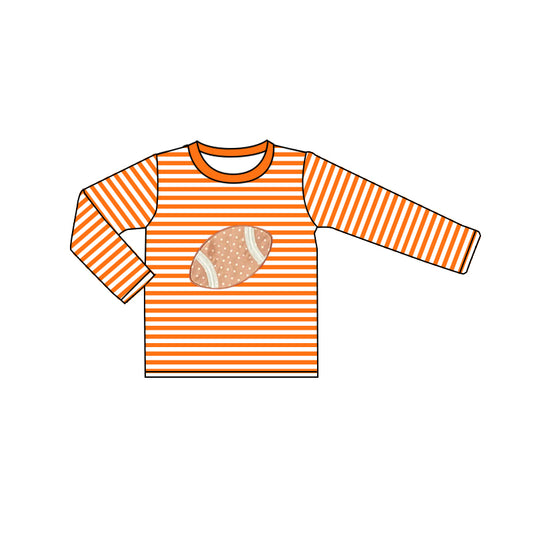 No moq BT0812 pre-order toddler boys clothes rugby orange striped long Sleeve Top 2024.8.7