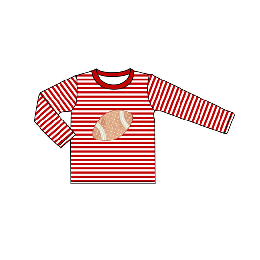 No moq BT0813 pre-order toddler boys clothes rugby red striped long Sleeve Top 2024.8.7