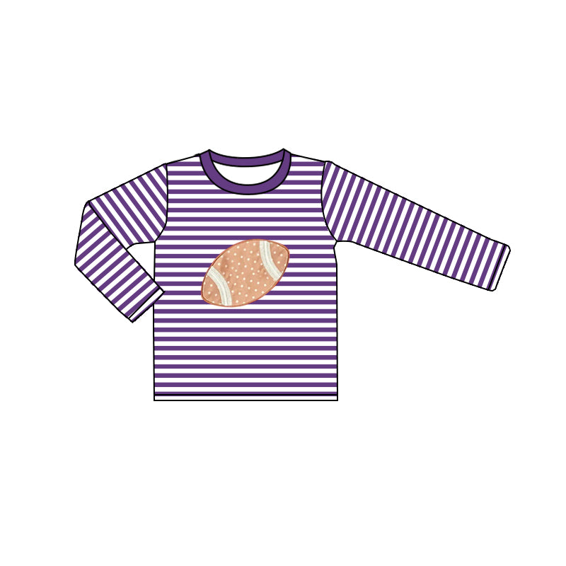 No moq BT0814 pre-order toddler boys clothes rugby purple striped long Sleeve Top 2024.8.7