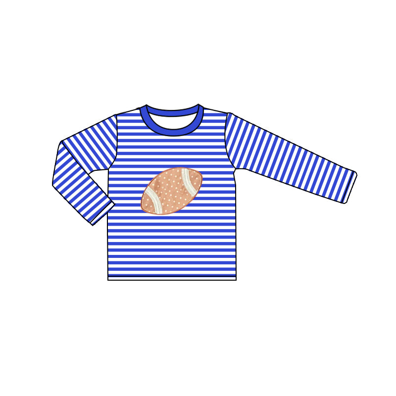 No moq BT0815 pre-order toddler boys clothes rugby blue striped long Sleeve Top 2024.8.7