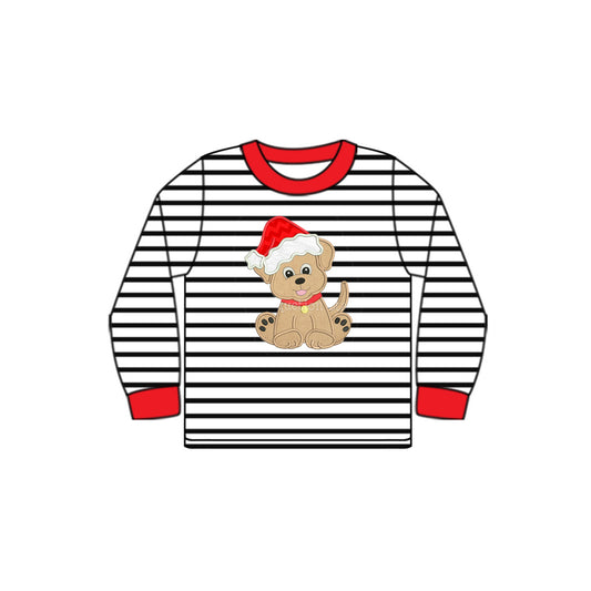 No moq BT0819 pre-order toddler boys clothes Christmas striped long Sleeve Top 2024.8.8