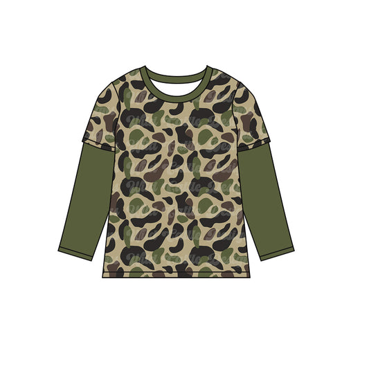 No moq BT0826 pre-order toddler boys clothes camouflage green long Sleeve Top 2024.8.14