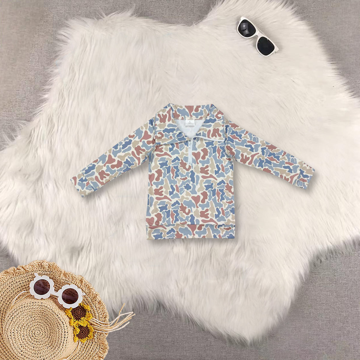 RTS NO MOQ Sibling Baby kid Camouflage pullover long sleeve tops