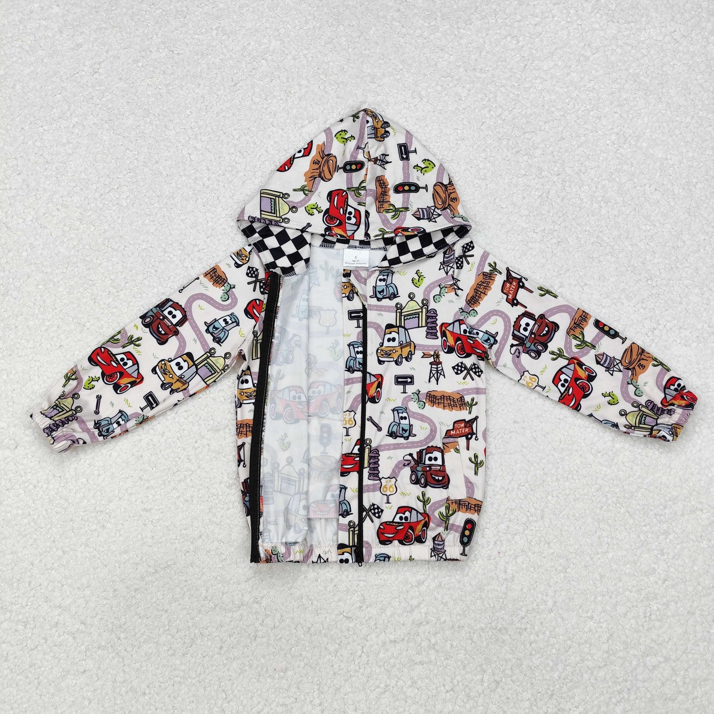 RTS NO MOQ ETA 5/7days arrived BT0889 Cars cartoon car hooded zipper long-sleeved top