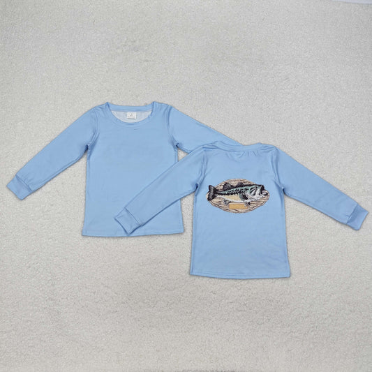 RTS NO MOQ ETA 5/7days Arrived BT0952 Fish blue long-sleeved top