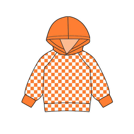 No moq BT0974 pre-order toddler boys clothes orange and white plaid hooded long Sleeve Top 2024.9.23