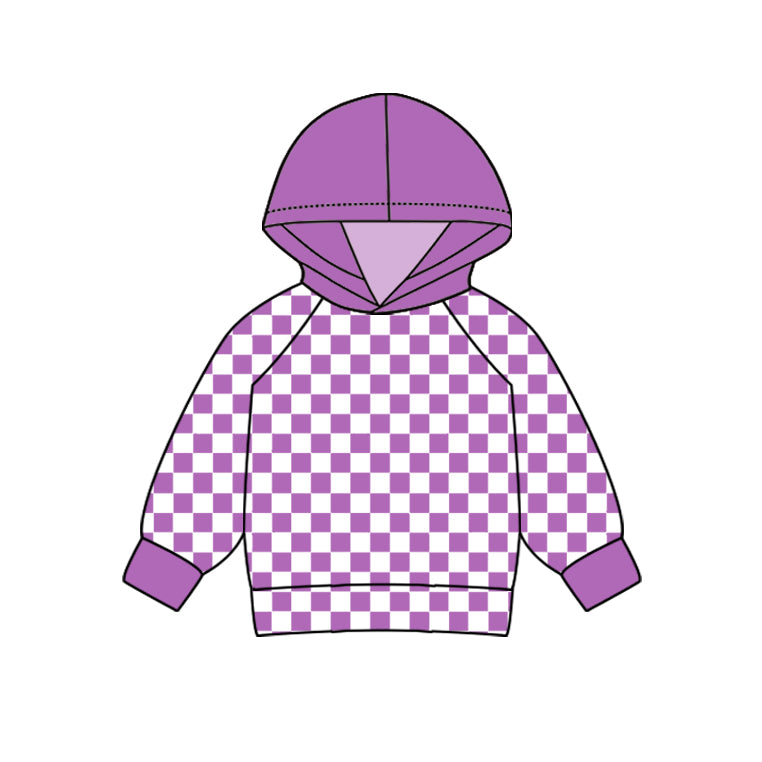 No moq BT0976 pre-order toddler boys clothes purple and white plaid hooded long Sleeve Top 2024.9.23