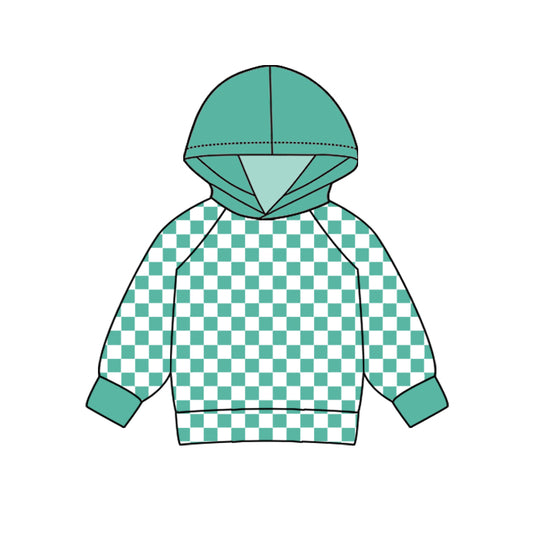 No moq BT0978 pre-order toddler boys clothes green and white plaid hooded long Sleeve Top 2024.9.23