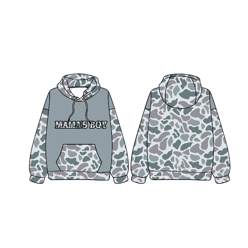 No moq BT0986 pre-order toddler boys clothes MAMA BOYS camouflage gray long Sleeve Top 2024.9.23