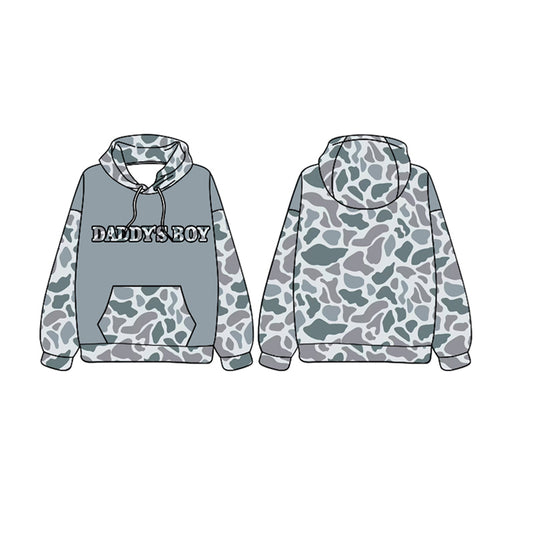 No moq BT0987 pre-order toddler boys clothes DADDY BOYS camouflage gray long Sleeve Top 2024.9.23