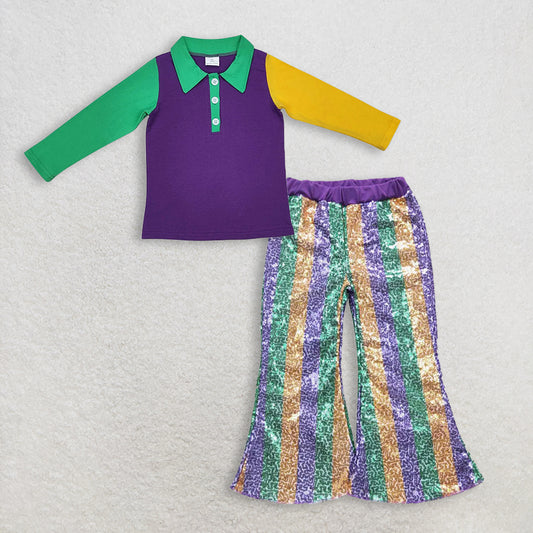 RTS NO MOQ Sibling Baby boy clothes Mardi Gras Outfit Set and top and pants