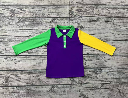 No moq BT0997 pre-order toddler boys clothes Carnival purple and green long Sleeve Top