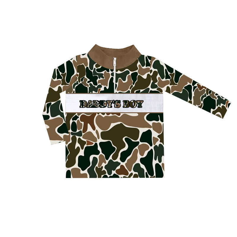 No moq BT1000 pre-order toddler boys clothes daddy boy camouflage green long Sleeve Top 2024.9.23