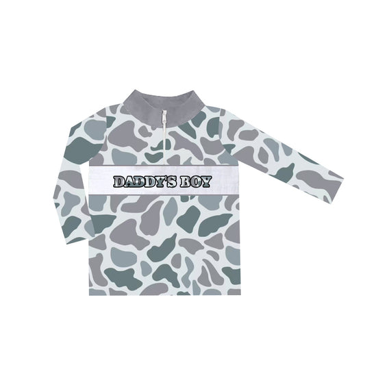 No moq BT1002 pre-order toddler boys clothes daddy boy camouflage gray long Sleeve Top 2024.9.23