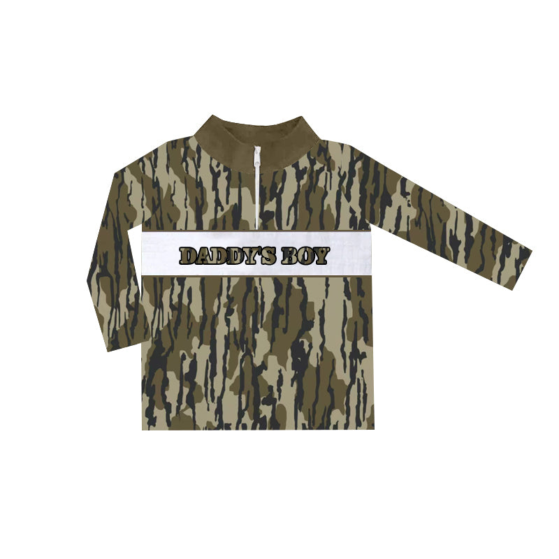 No moq BT1003 pre-order toddler boys clothes daddy boy camouflage army green long Sleeve Top 2024.9.23