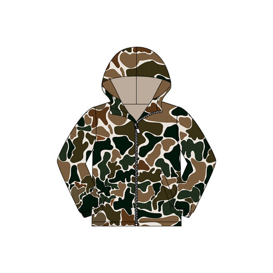 (Pre Order) No moq BT1034 pre-order toddler boy clothes camouflage zipper hooded long Sleeve Top -2025.11.6
