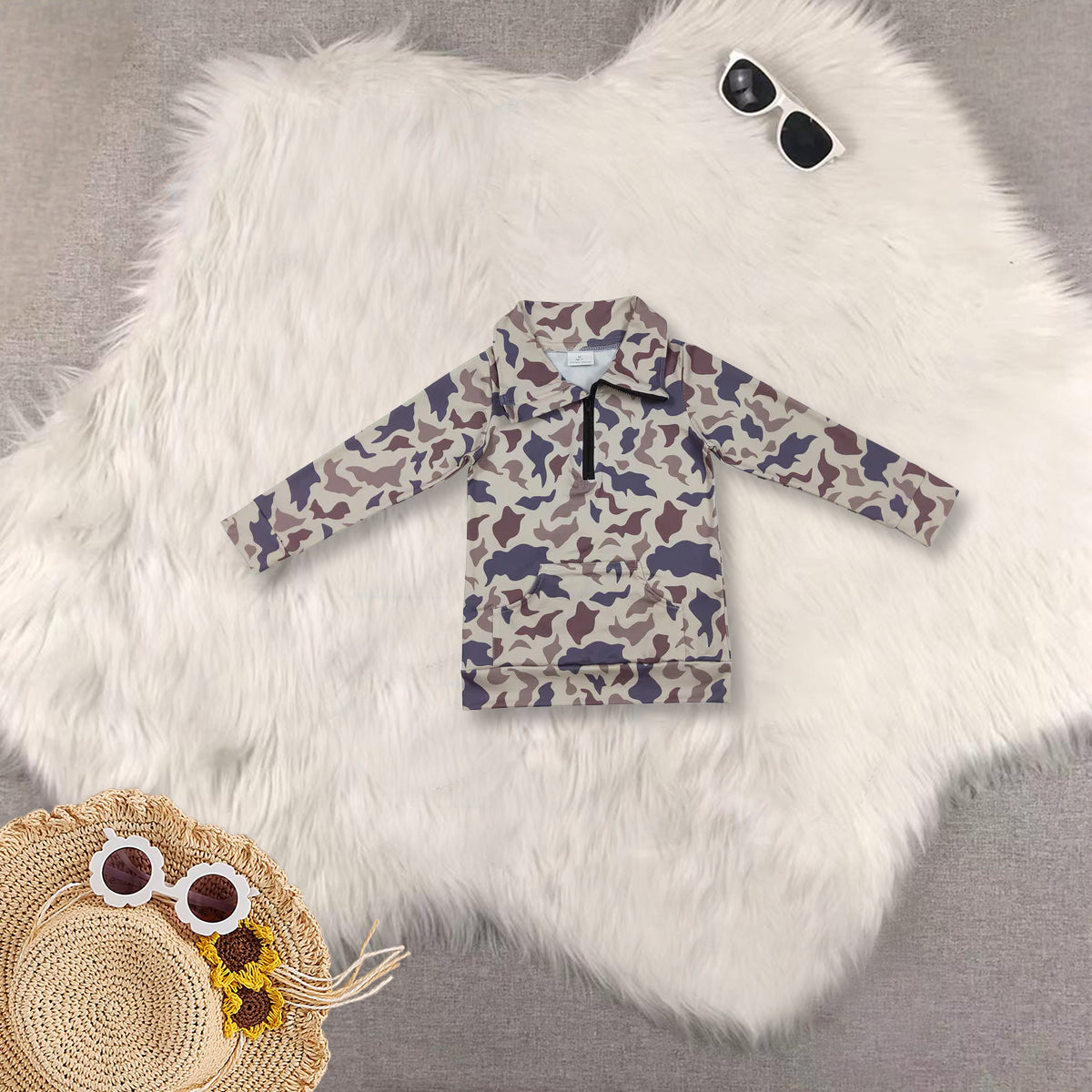 RTS NO MOQ Sibling Baby kid Camouflage pullover long sleeve tops