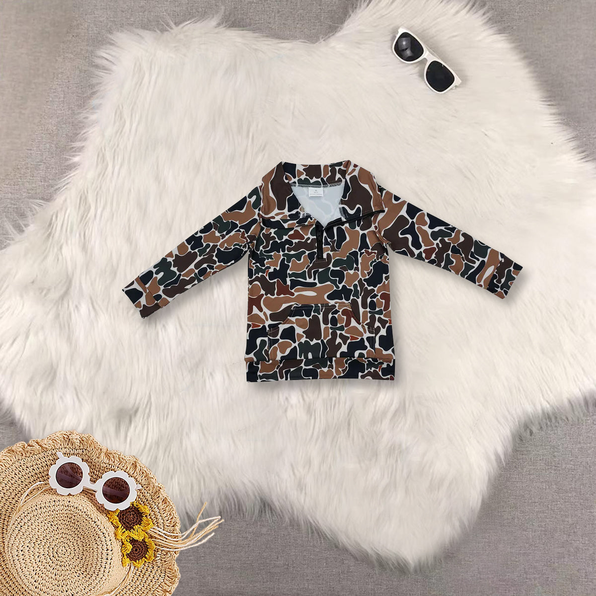 RTS NO MOQ Sibling Baby kid Camouflage pullover long sleeve tops