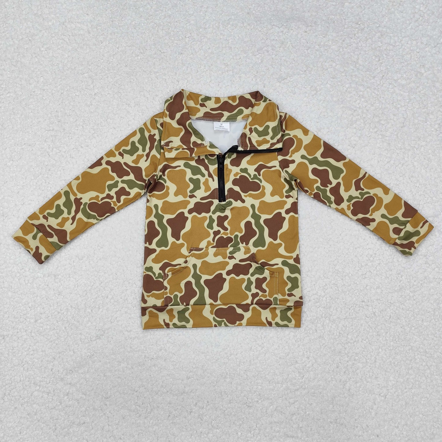 RTS NO MOQ ETA 5/7days Arrived BT1039 Pocket camouflage light green zipper long sleeve top