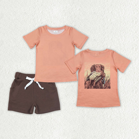 RTS NO MOQ ETA 5/7days Arrived BT1084+SS0134 Duck puppy orange short-sleeved top Brown pocket shorts sets