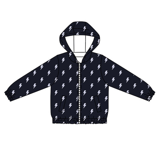 No moq BT1089 pre-order toddler boys clothes lightning black hooded long Sleeve Top 2024.11.5