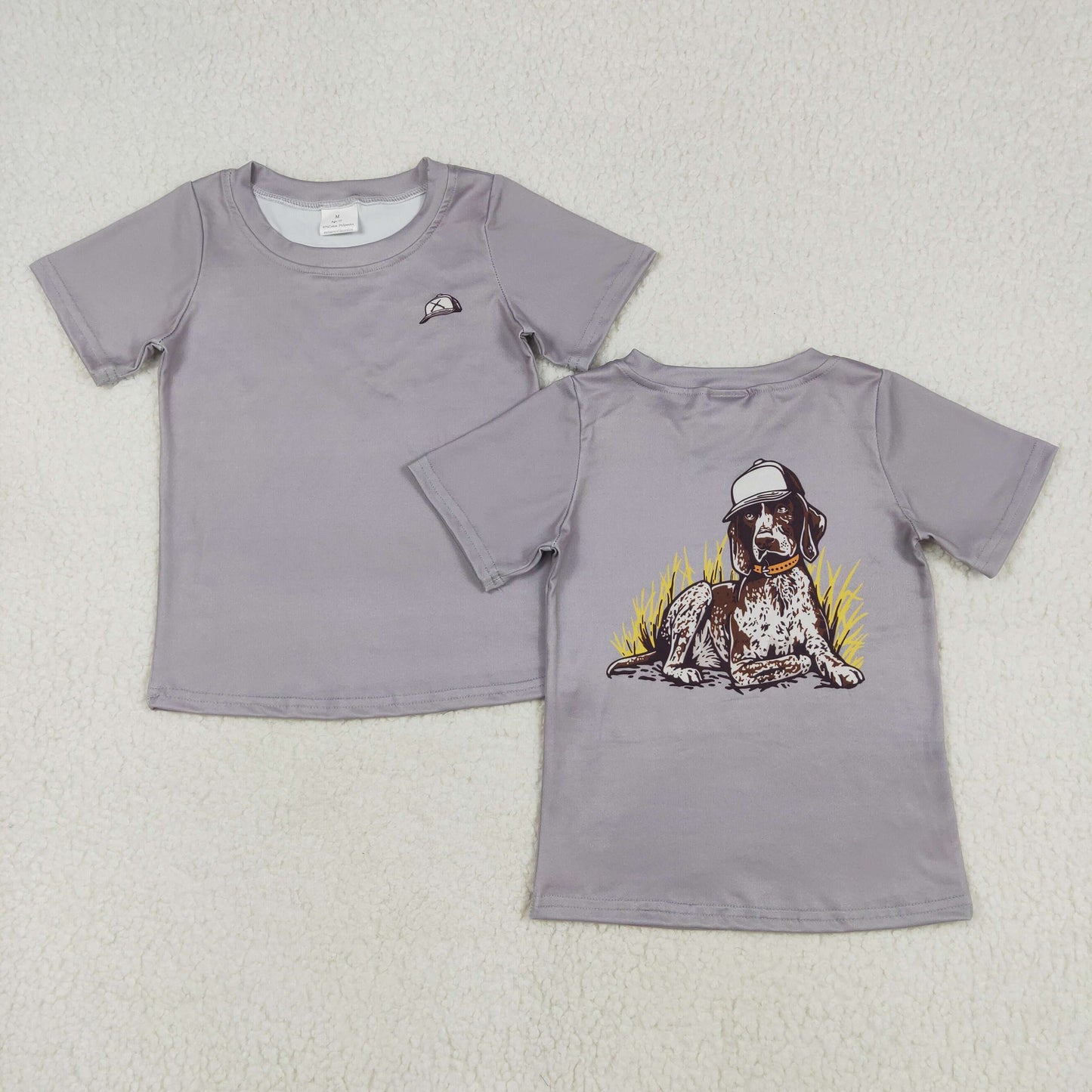 RTS NO MOQ ETA 5/7days Arrived BT1149 Gray short-sleeved top with puppy hat