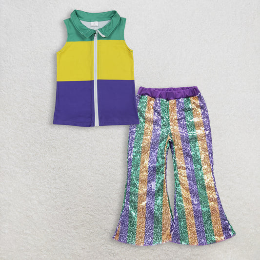 RTS NO MOQ Sibling Baby boy clothes Mardi Gras Outfit Set and top and pants