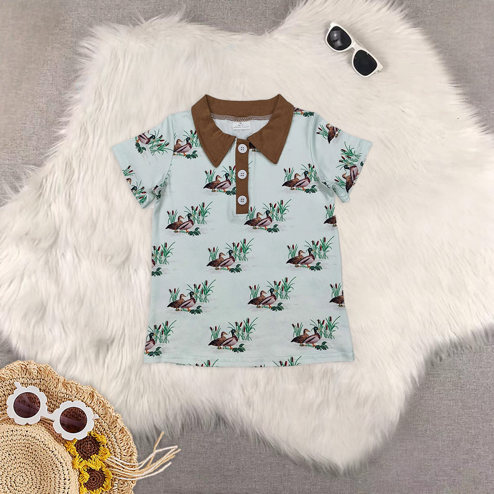 RTS NO MOQ baby boys clothes duck Short Sleeve Suit  & Top and shorts