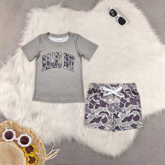 RTS NO MOQ baby boys clothes camouflage Short Sleeve Suit  & Top and shorts