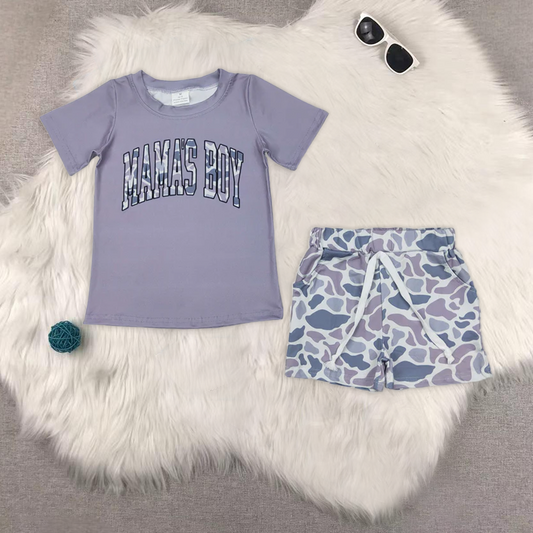 RTS NO MOQ baby boys clothes camouflage Short Sleeve Suit  & Top and shorts