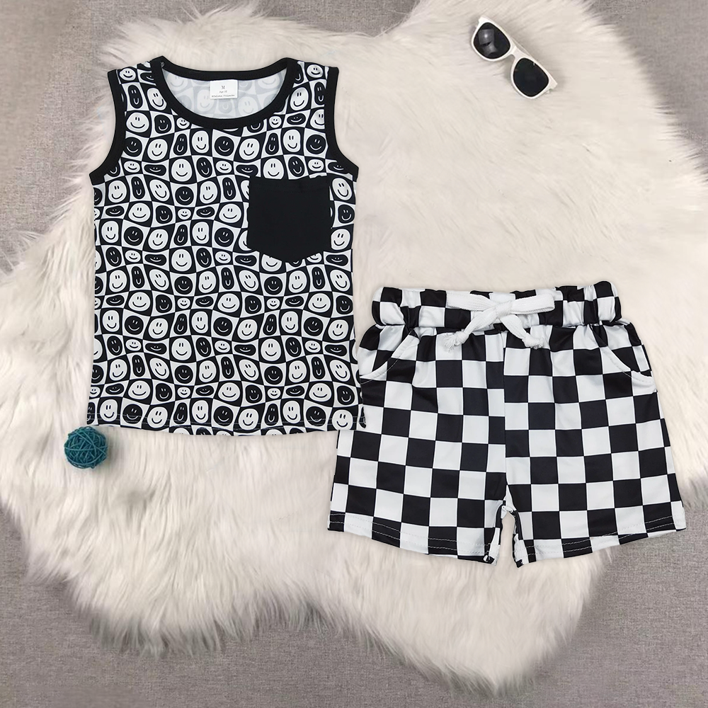 RTS NO MOQ baby boys clothes Short Sleeve Suit  & Top and shorts