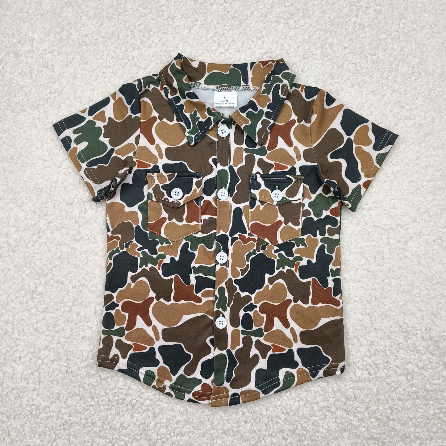 RTS NO MOQ Sibling baby boys clothes camouflage short-sleeved tops