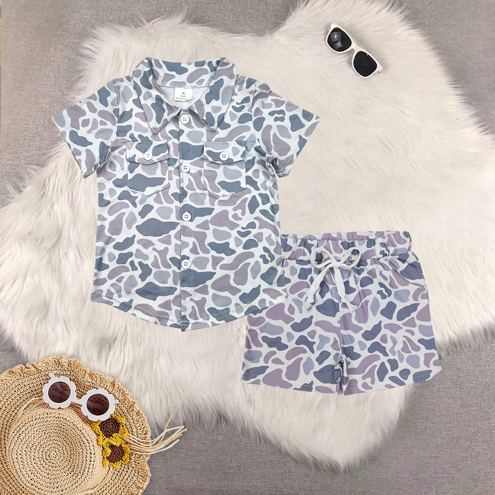 RTS NO MOQ Sibling baby boys Clothes camouflage short sleeve shorts Sets