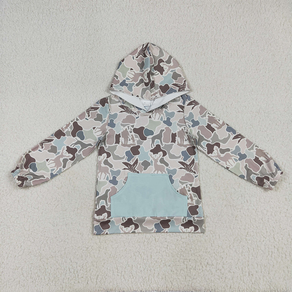 12/18m-7/8t RTS NO MOQ Sibling baby boy clothes and Adult clothes camouflage duck hooded long sleeve tops and adult top