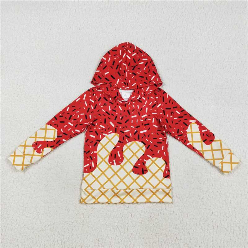RTS NO MOQ Sibling baby boys clothes ice cream red long sleeve top and shorts and sets and dress