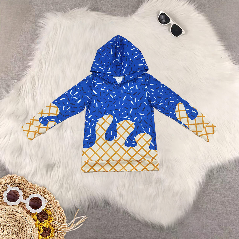 RTS Sibling baby boy clothes team ice cream hooded long Sleeve tops