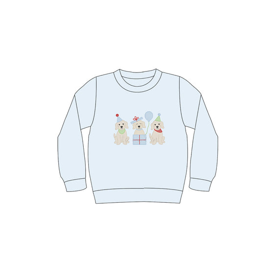 No moq BT1280 pre-order toddler boy clothes Christmas puppy light blue long Sleeve Top -2025.6.27