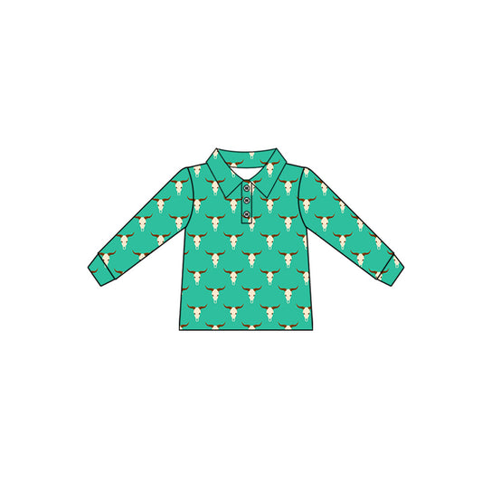 (Pre Order) No moq BT1281 pre-order toddler boy clothes cow head long Sleeve Top -2025.6.30
