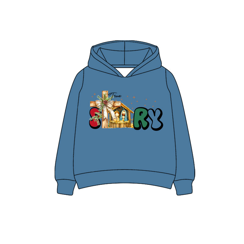 (Pre Order) No moq BT1282 pre-order toddler boy clothes blue hooded long Sleeve Top -2025.6.30