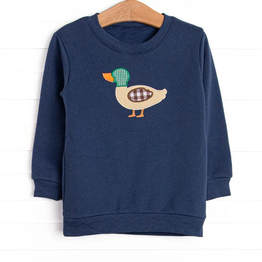 (Pre Order) No moq BT1297 pre-order toddler boy clothes duck navy blue long Sleeve Top -2025.7.15