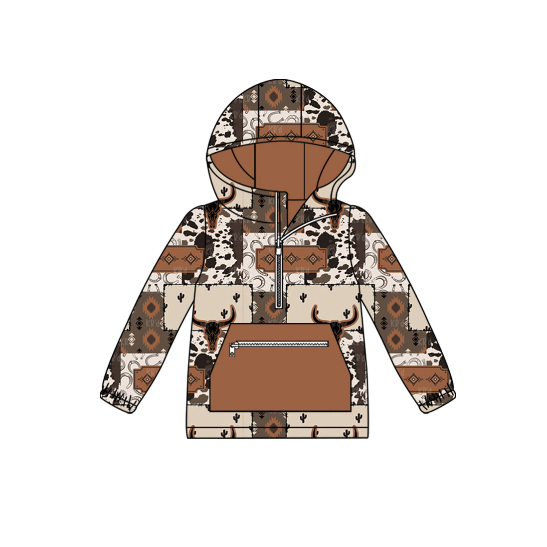 (Pre Order) No moq BT1306 pre-order toddler boy clothes cow head hooded long Sleeve Top -2025.7.31