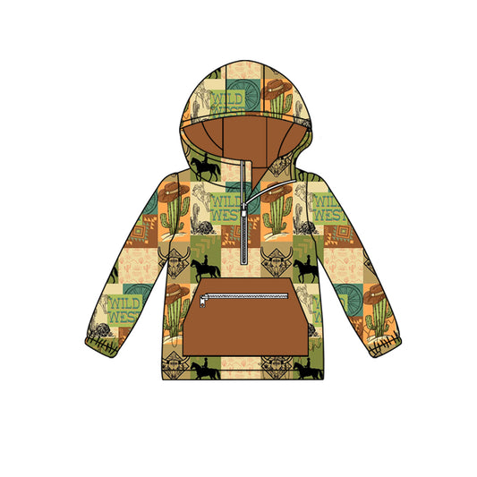 (Pre Order) No moq BT1319 pre-order toddler boy clothes catcus hooded long Sleeve Top -2025.8.9