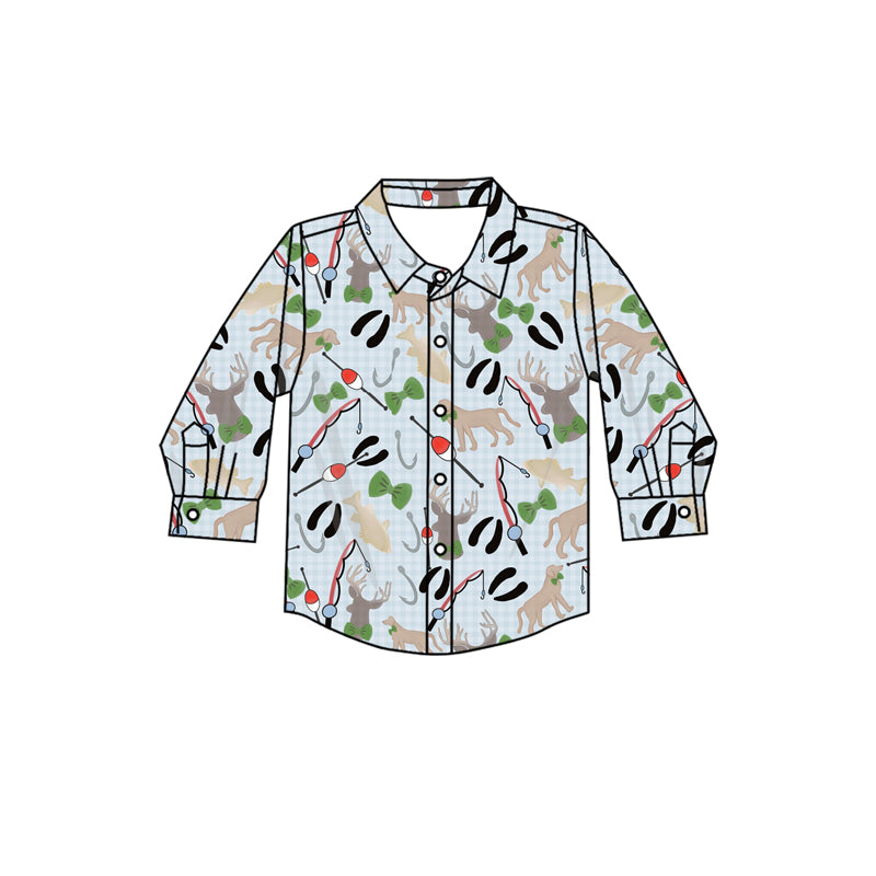 (Pre Order) No moq BT1322 pre-order toddler boy clothes fish long Sleeve Top -2025.8.12