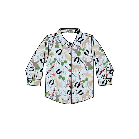 (Pre Order) No moq BT1322 pre-order toddler boy clothes fish long Sleeve Top -2025.8.12