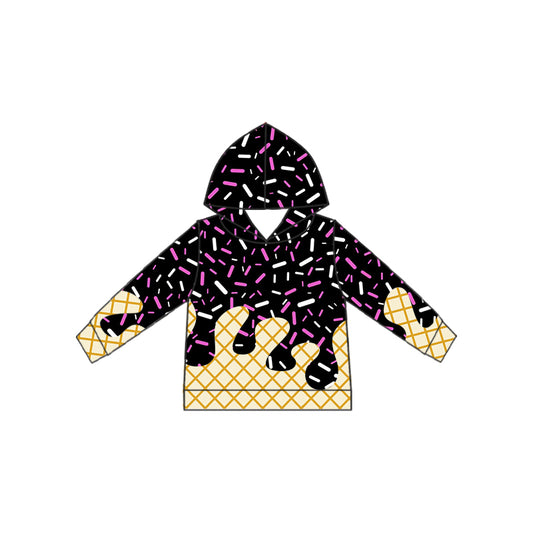 (Pre Order) No moq BT1323 pre-order toddler boy clothes team black hooded long Sleeve Top -2025.8.13