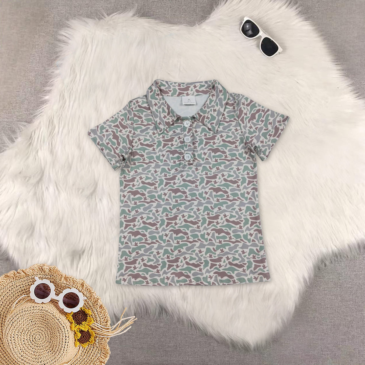 RTS NO MOQ Sibling baby girl clothes duck camouflage Short-Sleeve Tops