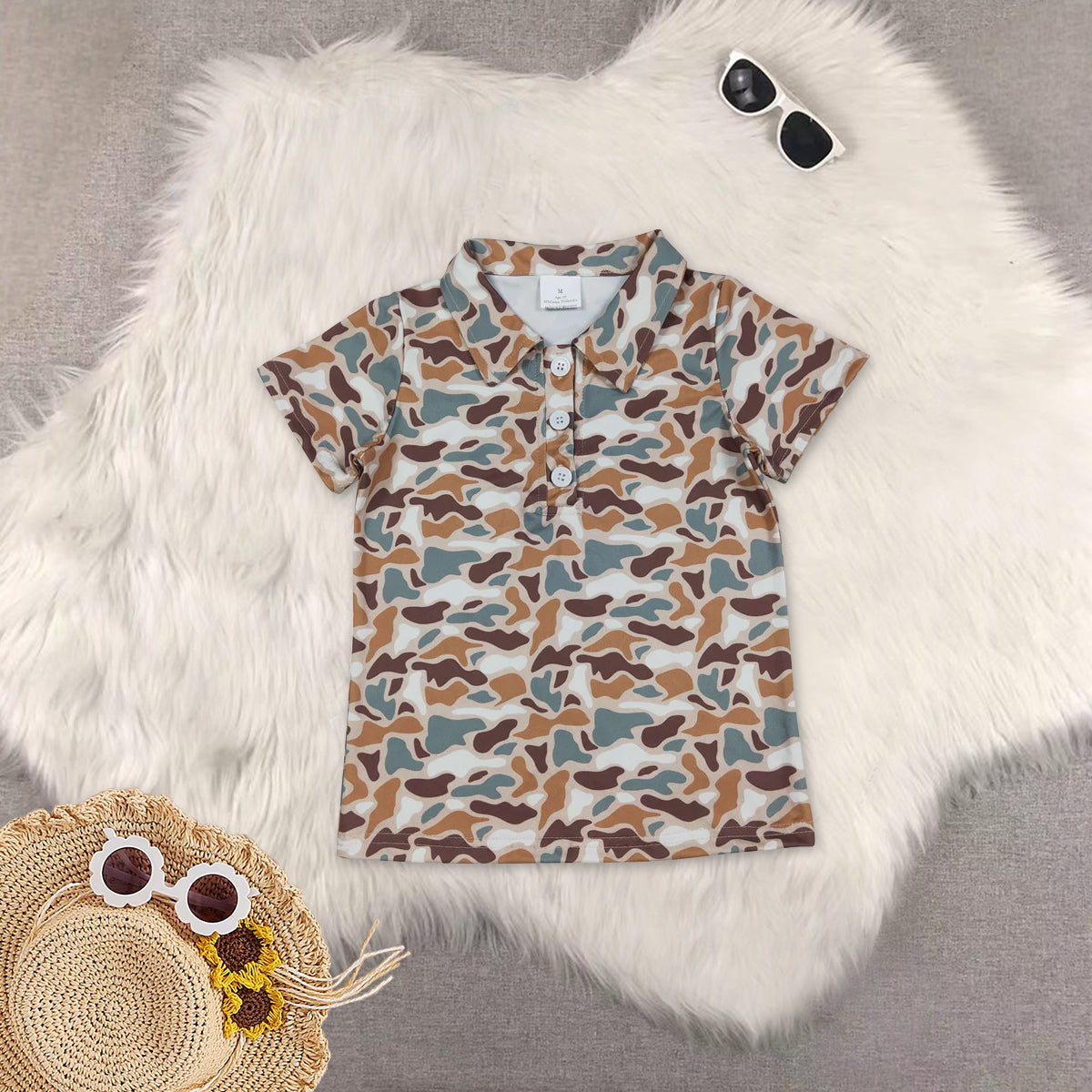 RTS NO MOQ Sibling baby girl clothes duck camouflage Short-Sleeve Tops