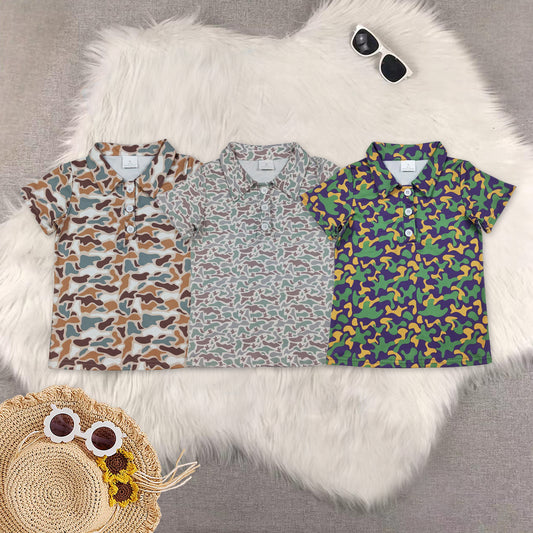 RTS NO MOQ Sibling baby girl clothes duck camouflage Short-Sleeve Tops