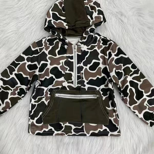 (Pre Order) No moq BT1383 pre-order toddler boy clothes camouflage hooded long Sleeve Top -2025.9.23